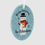 Niedlich Snowman Weihnachts-Keramik Ornament (Vorderseite)
