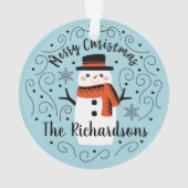 Niedlich Snowman Weihnachts-Keramik Ornament (Rückseite)