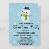 Niedlich Snowman Weihnachts-Party Weiße Schneefloc Einladung (Vorne/Hinten)