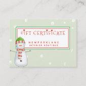 Niedlich Snowman - Weihnachtsgeschenkzertifikat Visitenkarte (Vorderseite)