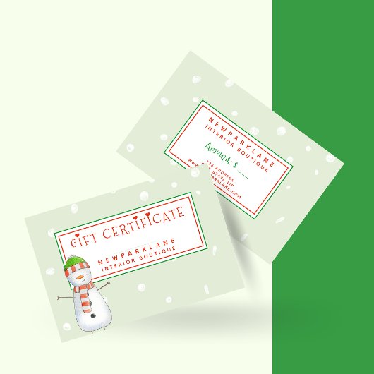 Niedlich Snowman - Weihnachtsgeschenkzertifikat Visitenkarte