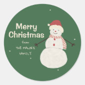 Niedlich Snowman | Whimsisches Weihnachtsdesign Runder Aufkleber (Vorderseite)