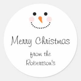 Niedlich Snowman White Frohe Weihnachten Umschlag Runder Aufkleber