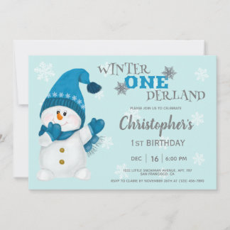 Niedlich Snowman Winter Onederland 1. Geburtstag P Einladung
