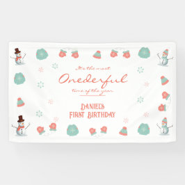 Niedlich Snowman Winter Onederland Geburtstag Banner