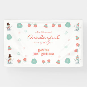 Niedlich Snowman Winter Onederland Geburtstag Banner