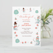 Niedlich Snowman Winter Onederland Geburtstag Foto Einladung (Stehend Vorderseite)