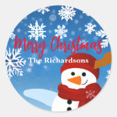 Niedlich Snowman Winter Wonderland Frohe Weihnacht Runder Aufkleber (Vorderseite)