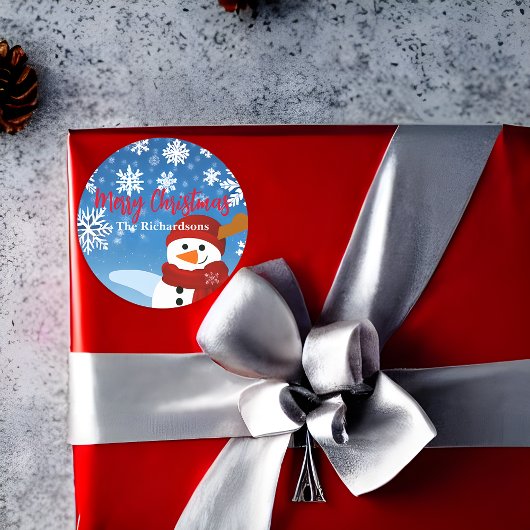 Niedlich Snowman Winter Wonderland Frohe Weihnacht Runder Aufkleber