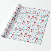 Niedlich Snowmen Cartoon Pattern Geschenkpapier (Ungerollt)