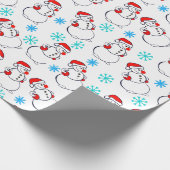Niedlich Snowmen Cartoon Pattern Geschenkpapier (Ecke)