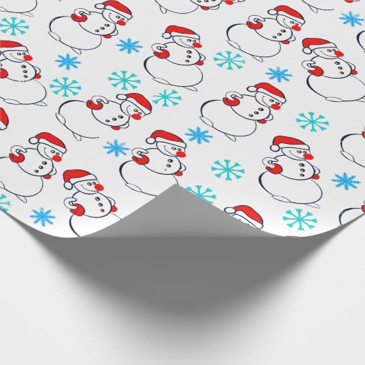 Niedlich Snowmen Cartoon Pattern Geschenkpapier (Ecke)