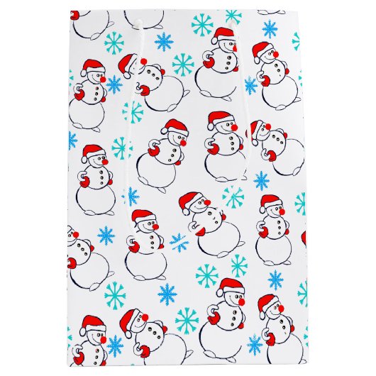 Niedlich Snowmen Cartoon Pattern Mittlere Geschenktüte (Vorderseite)