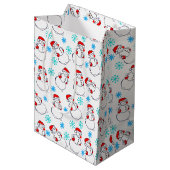 Niedlich Snowmen Cartoon Pattern Mittlere Geschenktüte (Vorderseite Schrägansicht)