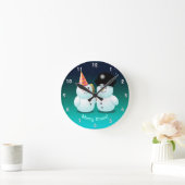 Niedlich Snowmen Cartoon Runde Wanduhr (Zuhause)