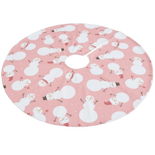 Niedlich Snowmen Fleece Weihnachtsbaumdecke (Schrägansicht)