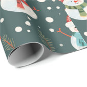 Niedlich Snowmen Grüne Schnee Grün Weihnachten Geschenkpapier (Rolleneckpunkt)