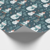 Niedlich Snowmen Grüne Schnee Grün Weihnachten Geschenkpapier (Ecke)