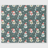 Niedlich Snowmen Grüne Schnee Grün Weihnachten Geschenkpapier (Flach)