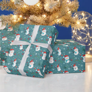 Niedlich Snowmen Grüne Schnee Grün Weihnachten Geschenkpapier