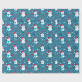 Niedlich Snowmen Grüne Snow Blue Weihnachten Geschenkpapier (Flach)
