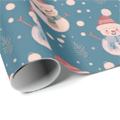 Niedlich Snowmen Grüne Snow Blue Weihnachten Geschenkpapier (Rolleneckpunkt)