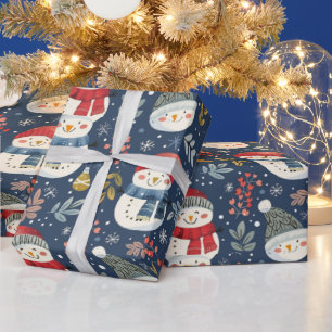 Niedlich Snowmen Grüne Snowflakes Geschenkpapier