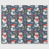 Niedlich Snowmen Grüne Snowflakes Geschenkpapier (Flach)