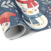 Niedlich Snowmen Grüne Snowflakes Geschenkpapier (Rolleneckpunkt)