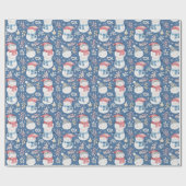 Niedlich Snowmen Grüne Snowflakes Geschenkpapier (Flach)