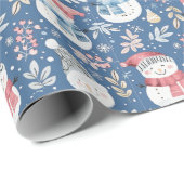 Niedlich Snowmen Grüne Snowflakes Geschenkpapier (Rolleneckpunkt)