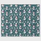 Niedlich Snowmen Grüne Weihnachten Geschenkpapier (Flach)