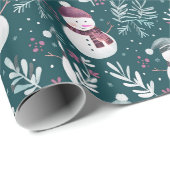 Niedlich Snowmen Grüne Weihnachten Geschenkpapier (Rolleneckpunkt)