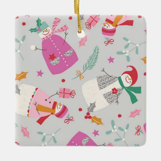 Niedlich Snowmen Keramikornament (Vorderseite)