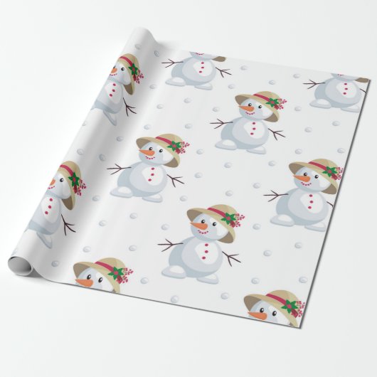 Niedlich Snowmen-Muster Geschenkpapier (Ungerollt)