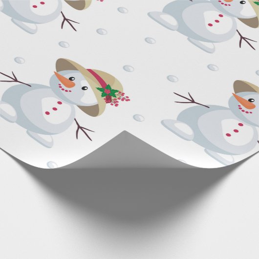 Niedlich Snowmen-Muster Geschenkpapier (Ecke)