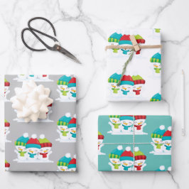 Niedlich Snowmen Trio Weihnachten Geschenkpapier Set
