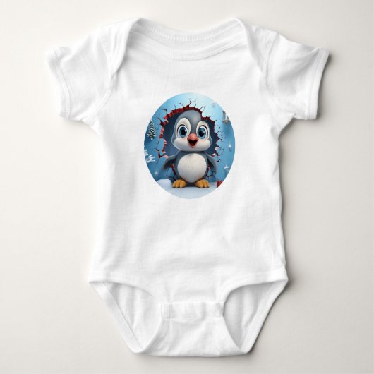 Niedlich Snowy Explorer Penguin Baby Baby Strampler (Vorderseite)