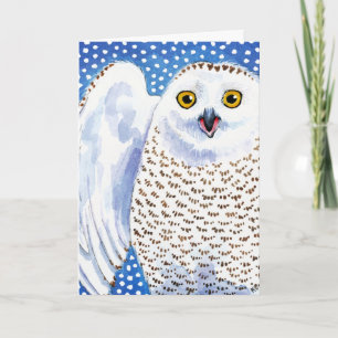Niedlich Snowy Owl Weihnachtskarte Feiertagskarte