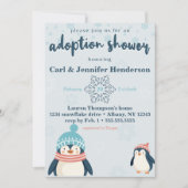 Niedlich Snowy Pinguin Adoption Baby / Kinderdusch Einladung (Vorderseite)