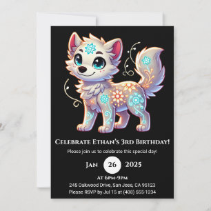 Niedlich Snowy Pup Geburtstag Einladung