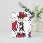Niedlich Soccer Boy Postcard Postkarte (Stehend Vorderseite)