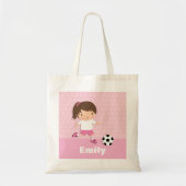 Niedlich Soccer Football Girl Pink Personalisiert Tragetasche (Vorne)