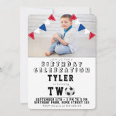 Niedlich Soccer Football Kids Foto 2. Geburtstag Einladung (Vorderseite)