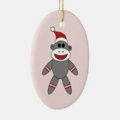 Niedlich Sock Monkey Weihnachtsmannmütze Weihnacht Keramik Ornament (Rechts)