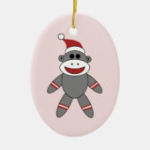 Niedlich Sock Monkey Weihnachtsmannmütze Weihnacht Keramik Ornament (Vorne)