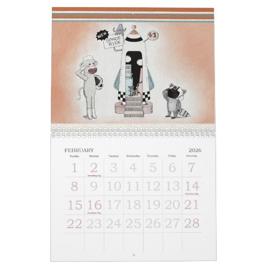 Niedlich Sockmonkey und seine Freunde - Kalender 2 (Feb 2026)