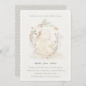 Niedlich Soft Baby Mum Bunny Floral Wreath Baby Du Einladung (Vorne/Hinten)