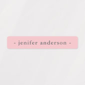 Niedlich Soft Pink Gingham Kids Waterproof Name Etiketten (Design 2)