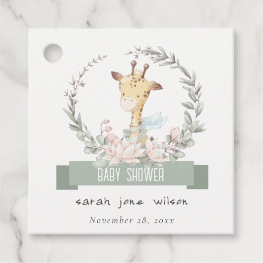 Niedlich Soft Safari Giraffe Blumengarnitur Kinder Geschenkanhänger (Vorderseite)